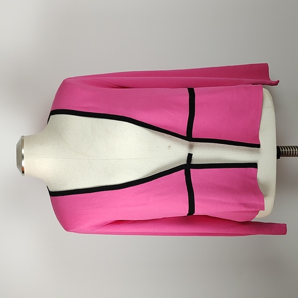 EUC Alfani Silk Blend Pink Black Trim Accent Bow Knit Sweater Blazer XL - Picture 10 of 11